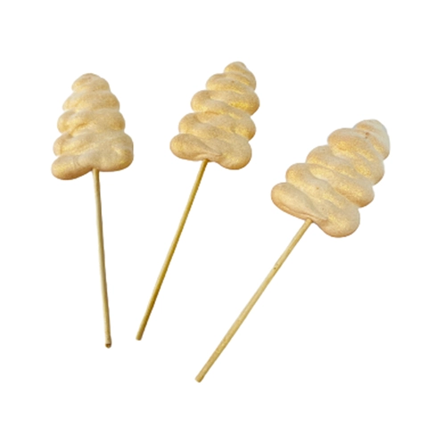 Dekoracja cukrowa lizaki bezowe choinka złota święta topper 3szt